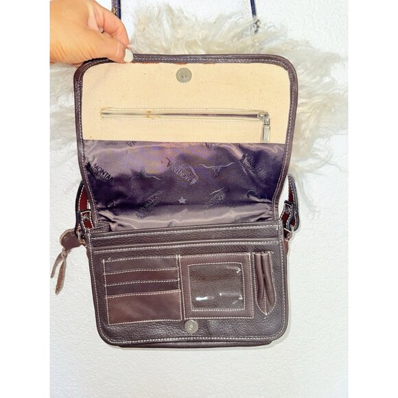 Montana Silversmiths Hand Tooled Leather Western Fur Crossbody Handbag Purse - Picture 8 of 11